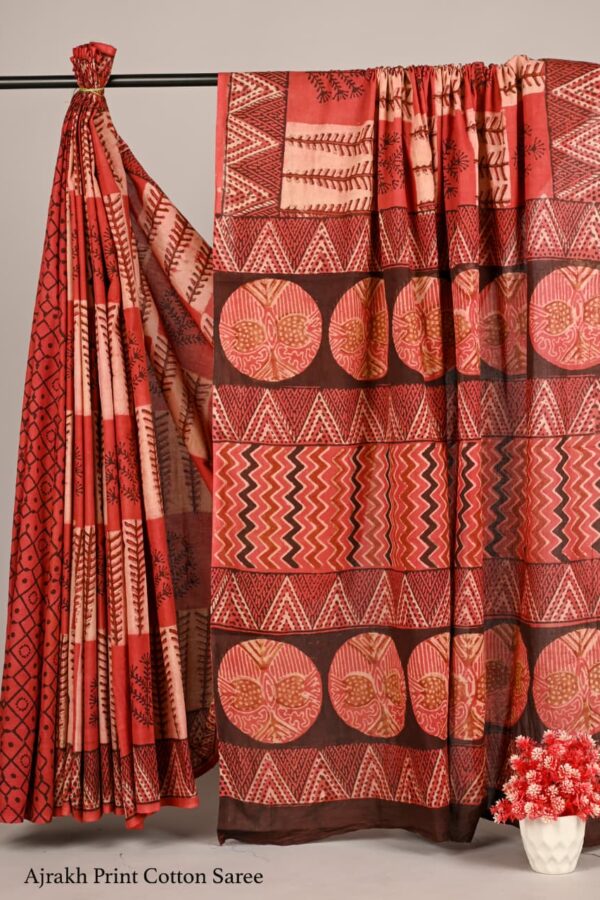 Ajrakh Natural Dye Summer Cotton Saree