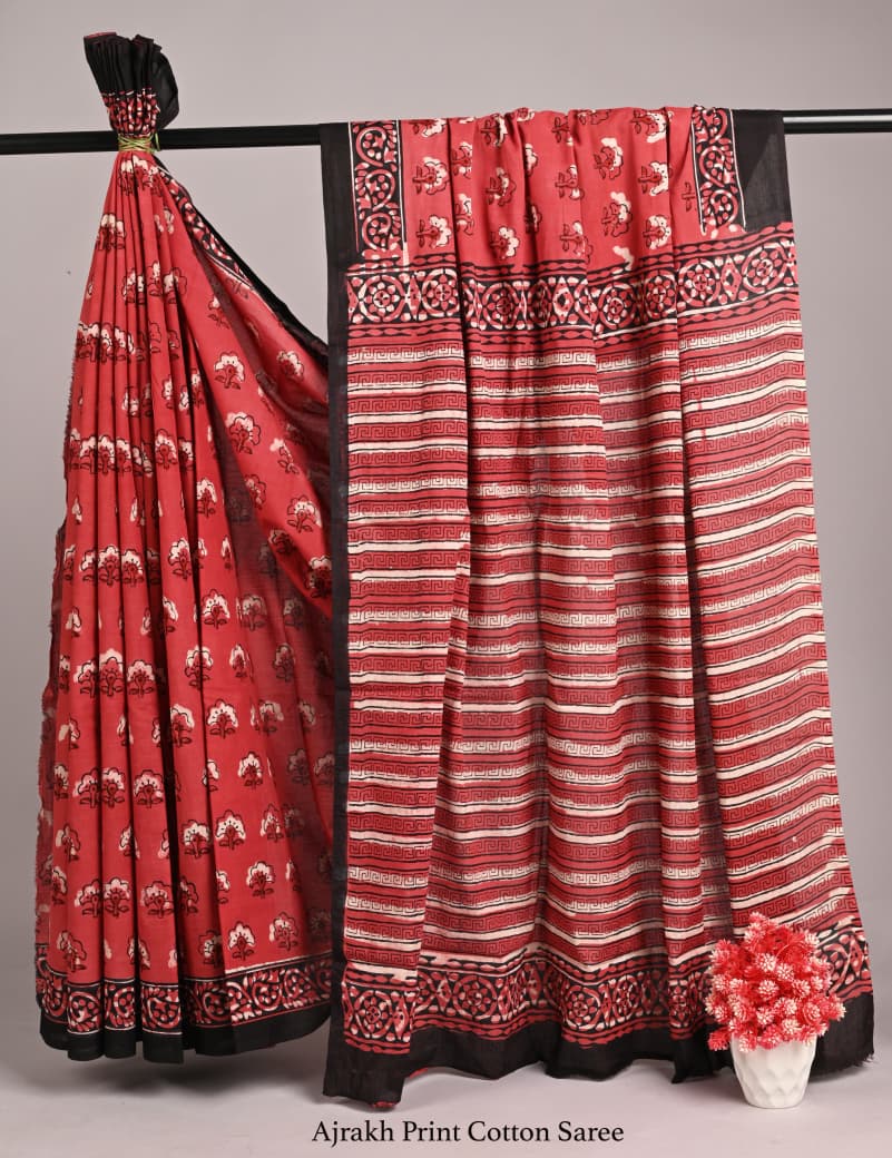 Handcrafted Bagru Jahota Cotton Saree