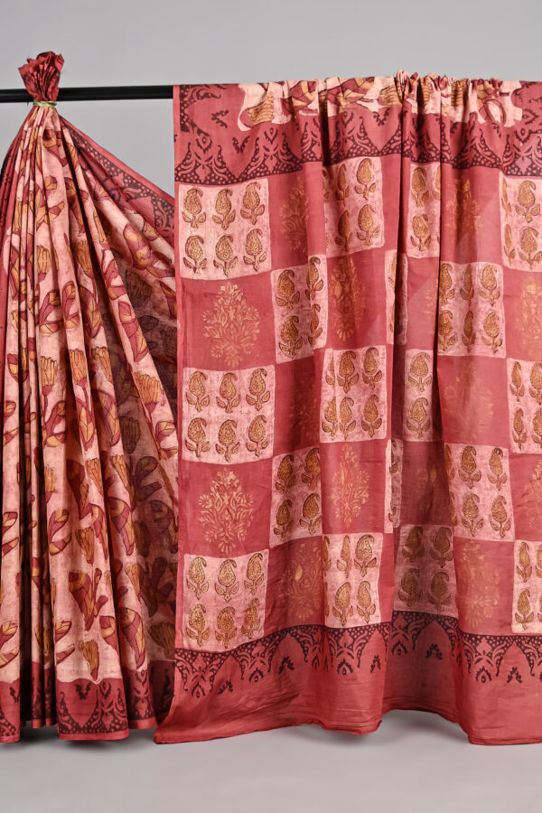 Ajrakh Indigo Print Cotton Saree