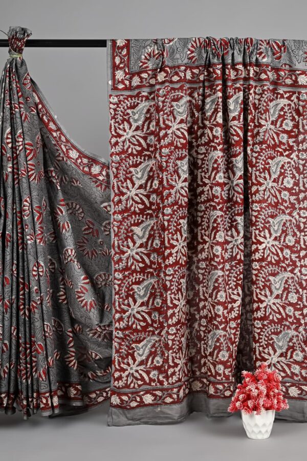 Ajrakh Mulmul Cotton Saree Online India