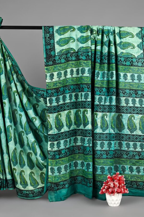 Ajrakh Saree with Natural Colors