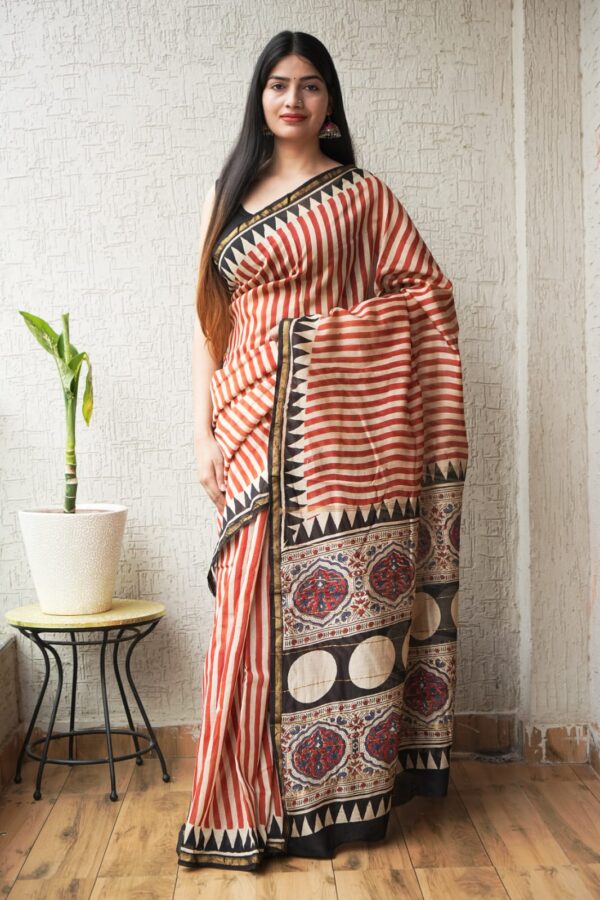 Timeless Bagru Hand Block Chanderi Saree