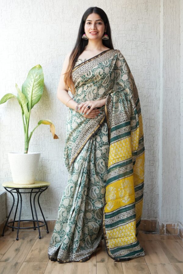 Heritage Craft Bagru Chanderi Silk Saree