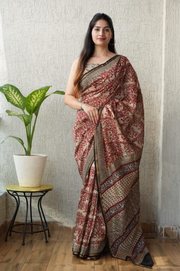 Cultural Heritage Bagru Chanderi Silk Saree