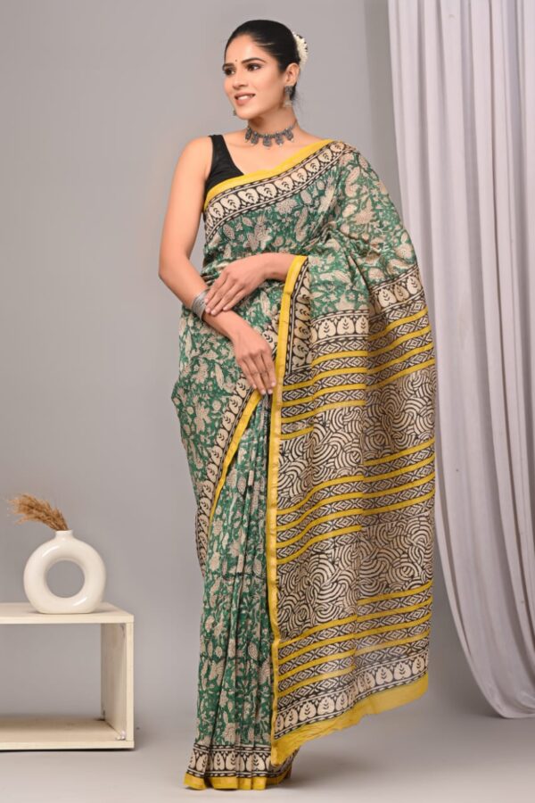 Rich Craft Bagru Chanderi Silk Saree