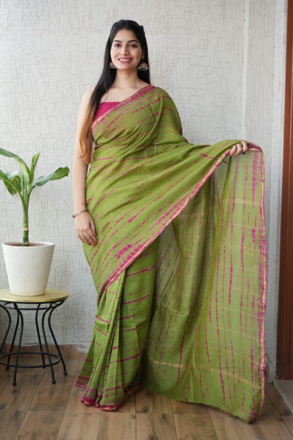 Ethnic Wear Bagru Chanderi Silk Saree