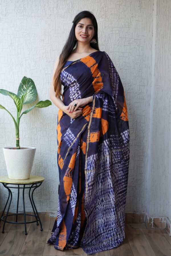 Premium Craft Bagru Chanderi Silk Saree