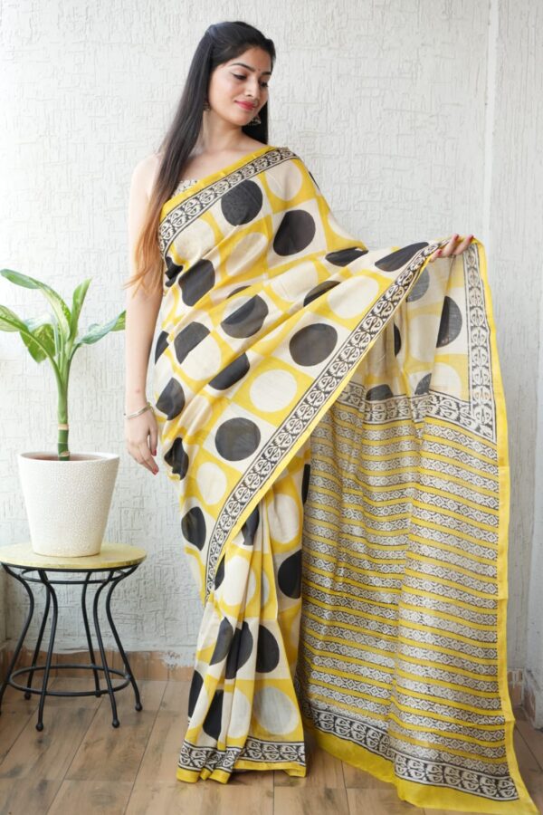Classic Heritage Bagru Chanderi Silk Saree