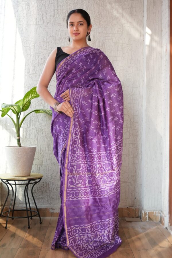 Designer Craft Bagru Chanderi Silk Saree