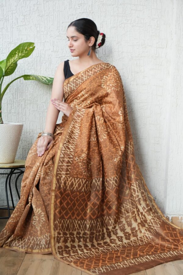 Ethnic Elegance Bagru Chanderi Silk Saree