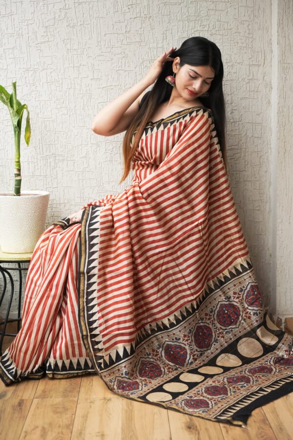 Heritage Bagru Print Chanderi Silk Saree