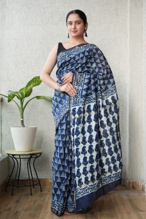 Elegant Craft Bagru Chanderi Silk Saree