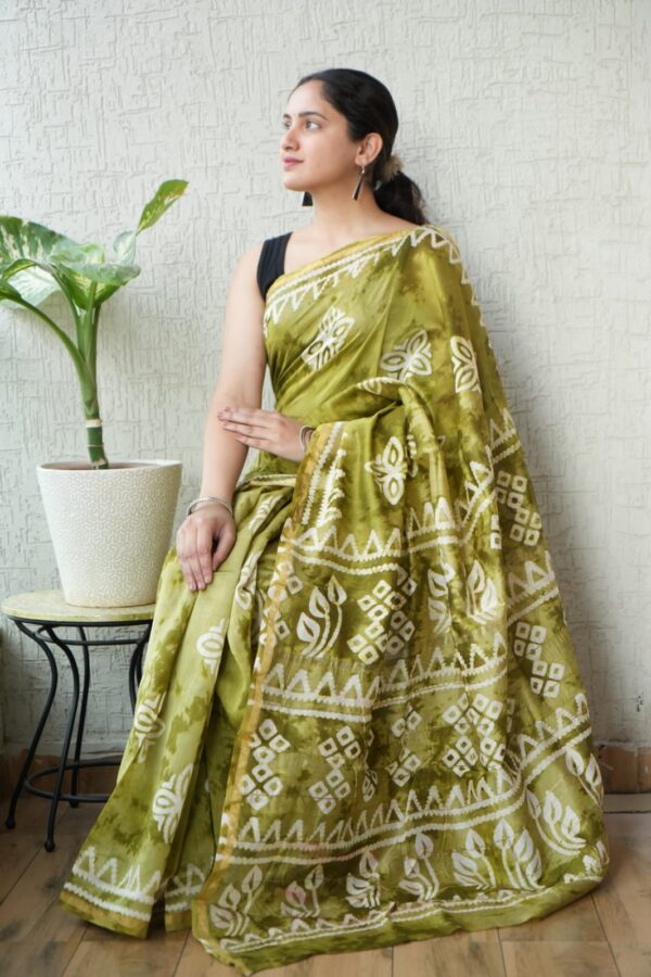 Ethnic Craft Bagru Chanderi Silk Saree