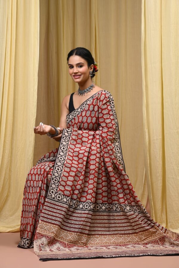 Bagru Artisan Print Saree