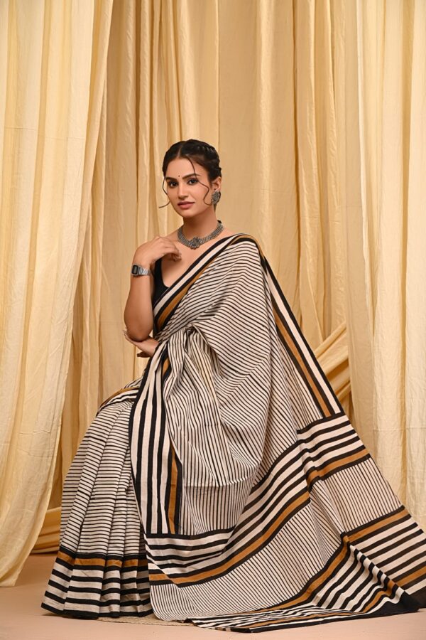 Lightweight Bagru Cotton Mul Mul Saree