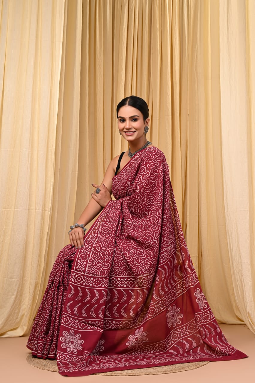 Authentic Rajasthan Hand Block Saree
