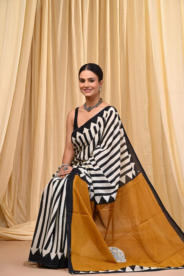 Premium Hand Block Floral Saree