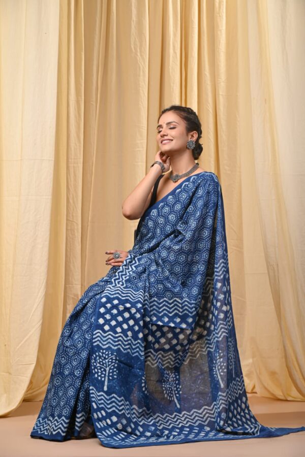 Pure Cotton Bagru Print Saree