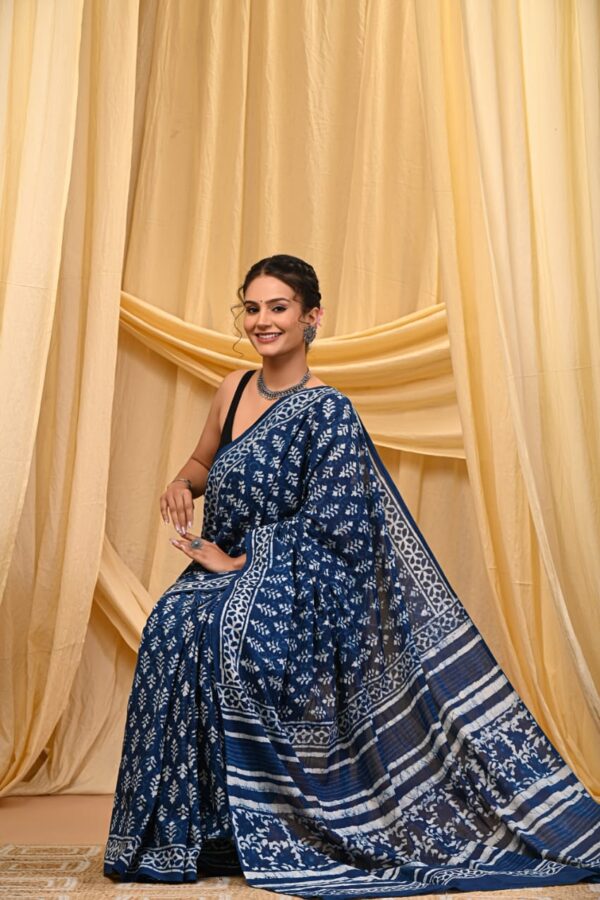 Hand Block Printed Mul Mul Cotton Drape