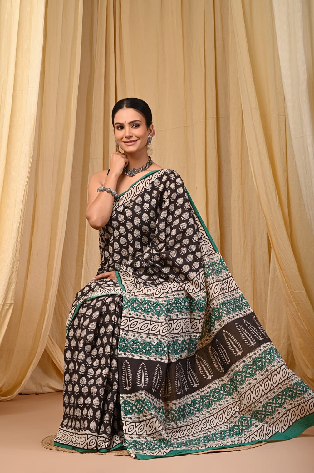 Timeless Bagru Mul Mul Saree