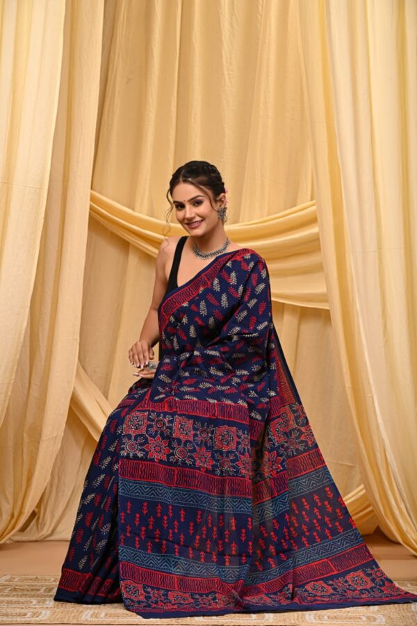 Pure Hand Block Cotton Saree