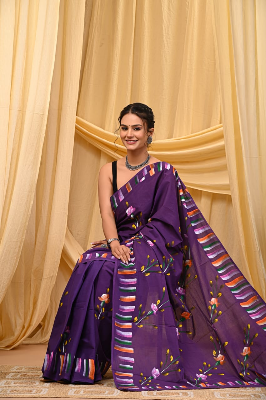 Fine Mul Mul Cotton Bagru Saree