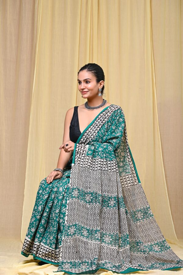 Hand Block Printed Floral Saree