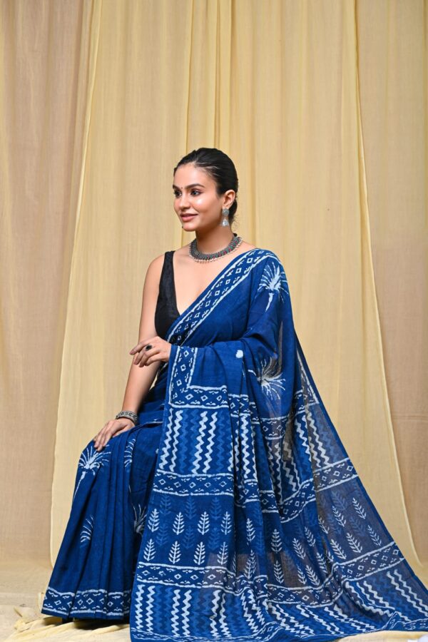 Pure Mul Mul Hand Block Saree