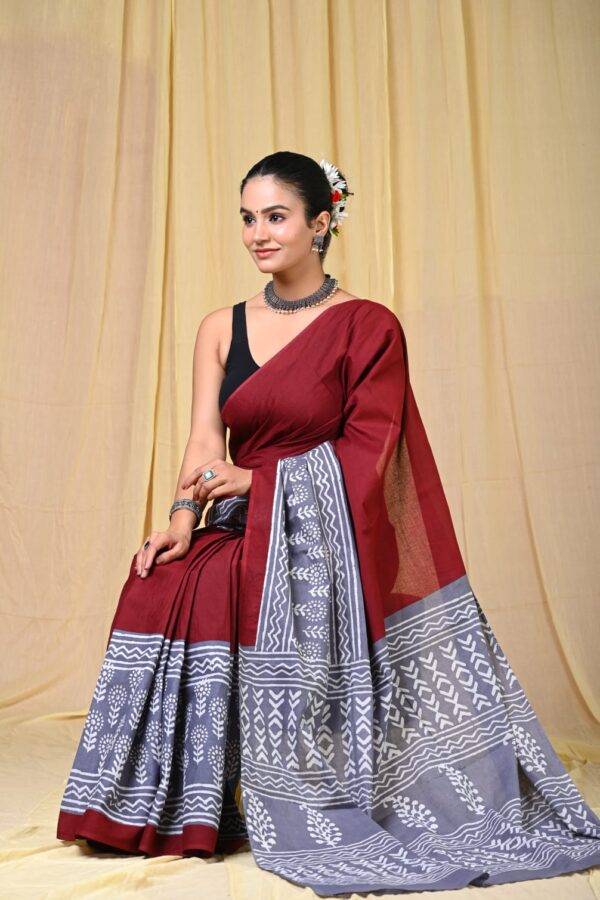 Bagru Inspired Floral Saree