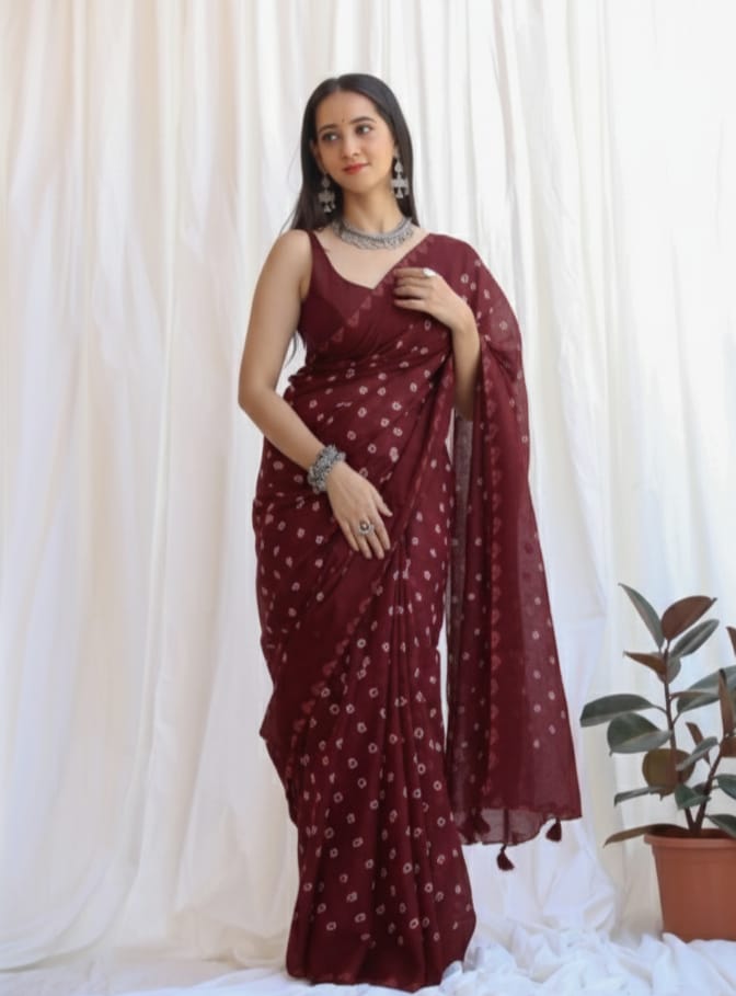 Bagru Floral Pattern Saree