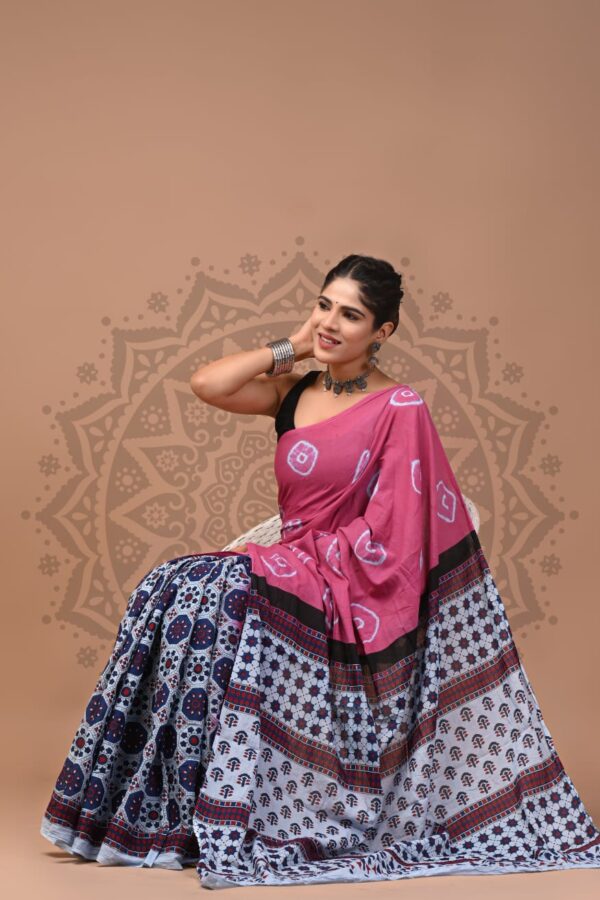 Bashfull Pink Mul Cotton Saree