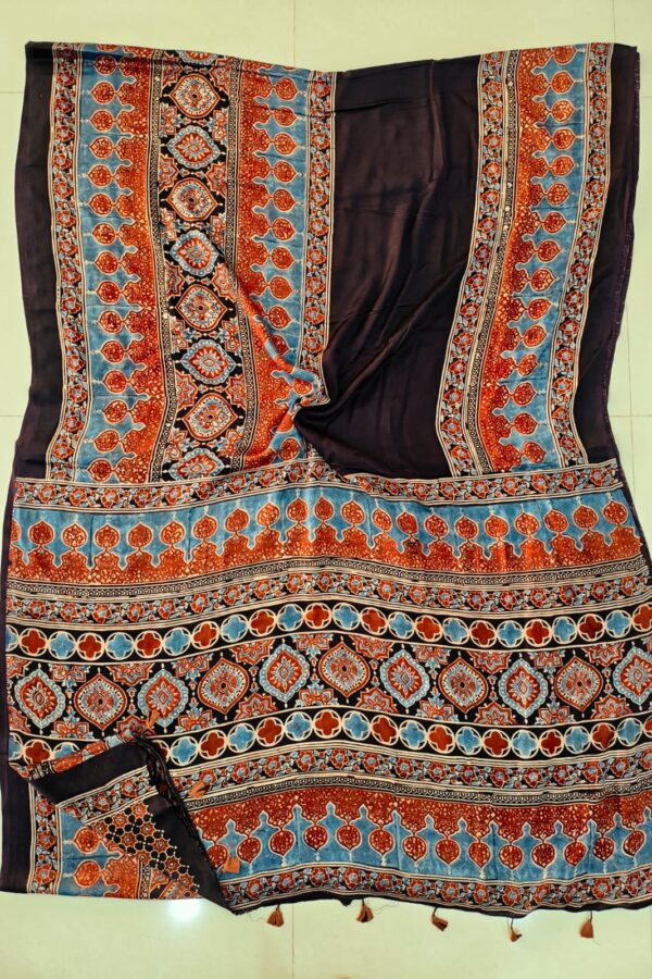 Authentic Ajrakh Modal Silk Saree