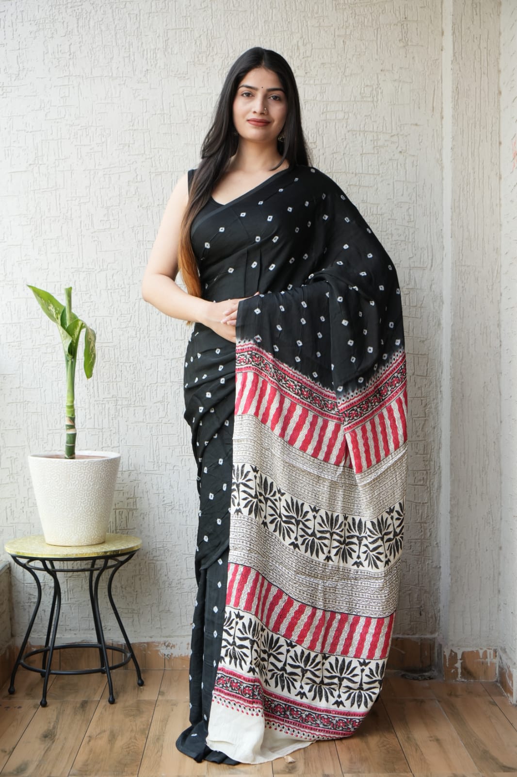 Traditional Ajrakh Print Saree