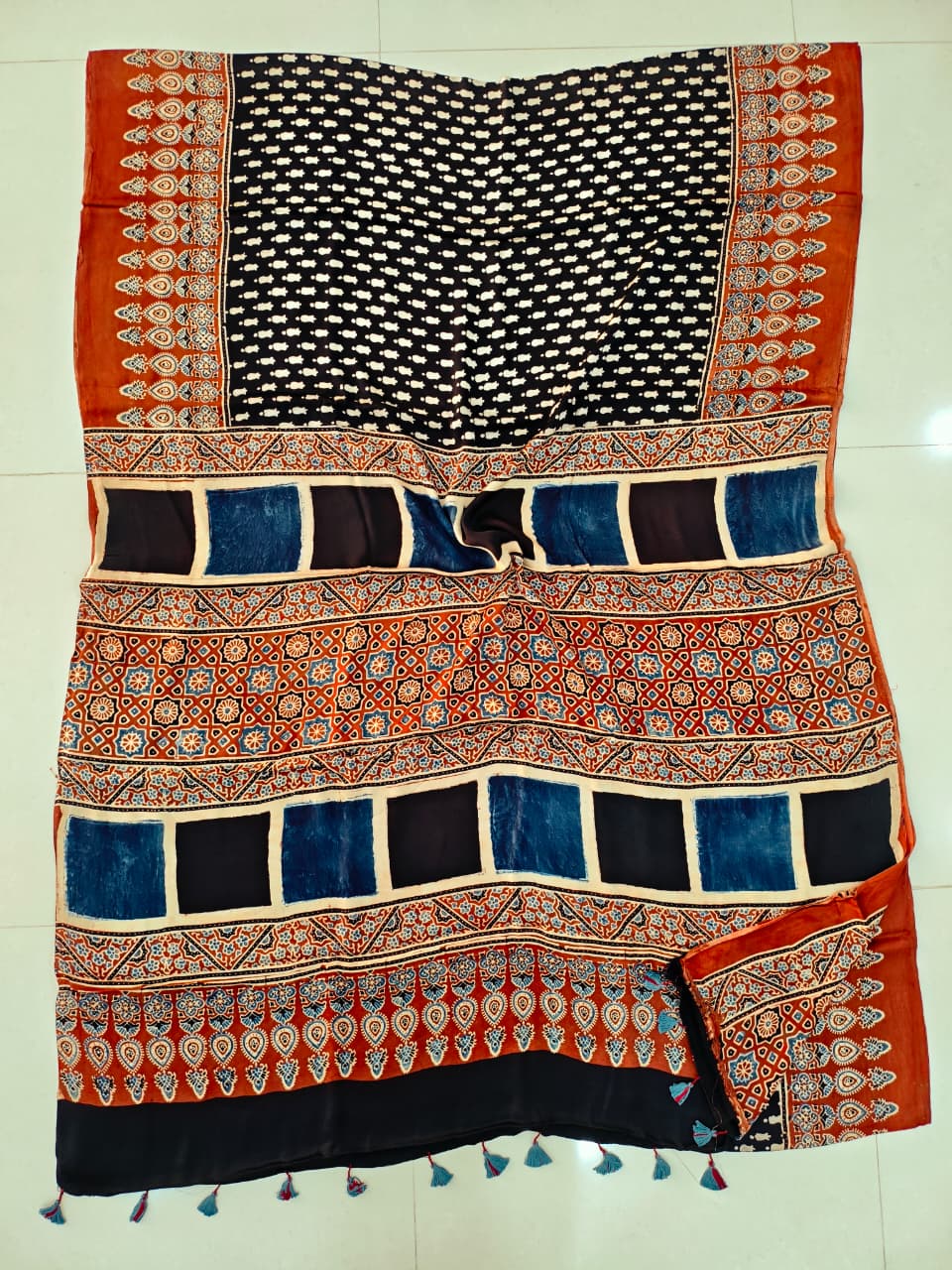 Bagru Printed Modal Silk Saree