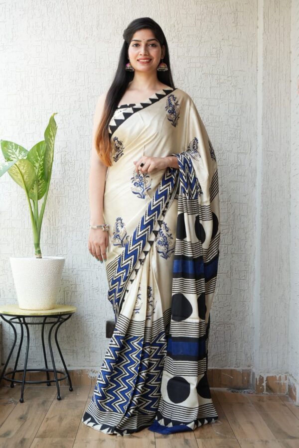 Authentic Hand Block Modal Silk Saree
