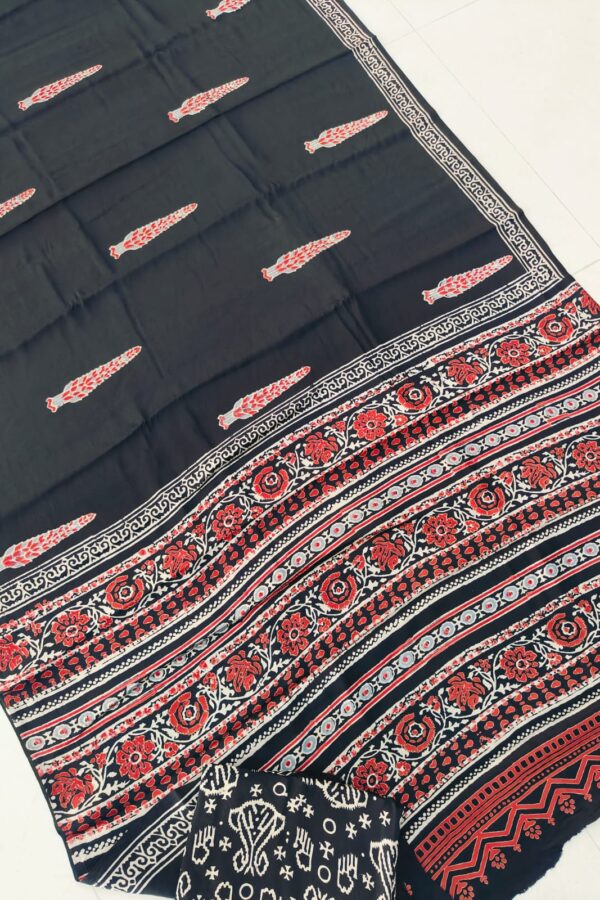 Traditional Ajrakh Modal Silk Saree