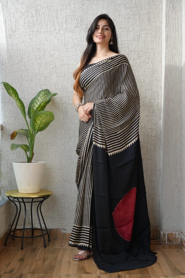 Pure Hand Block Modal Silk Saree