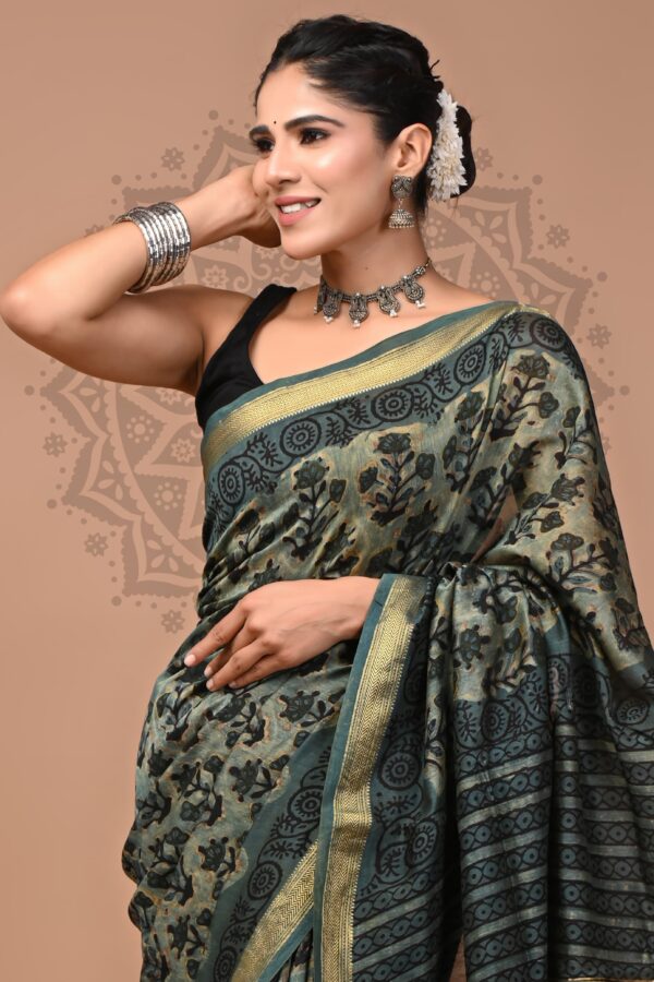 Maheshwari Silk Ajrakh Saree1
