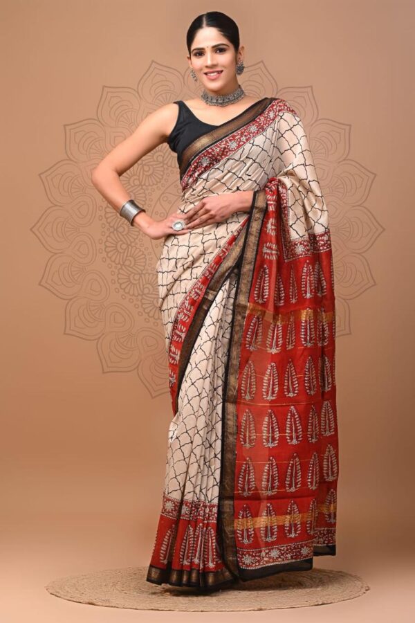 Natural Print Maheshwari Silk Saree