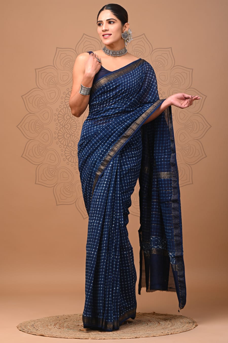 Traditional Border Maheshwari Silk Saree