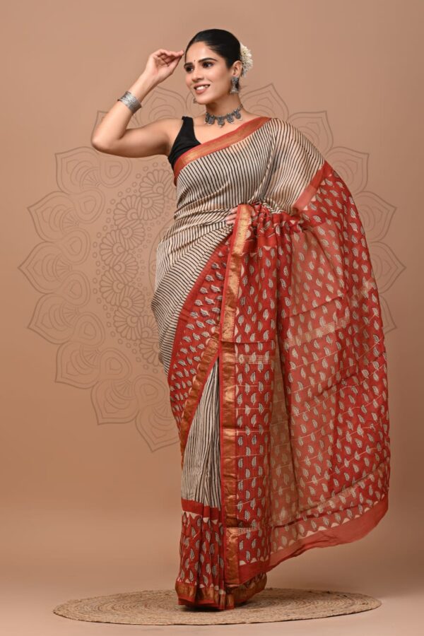 Woven Border Maheshwari Silk Saree