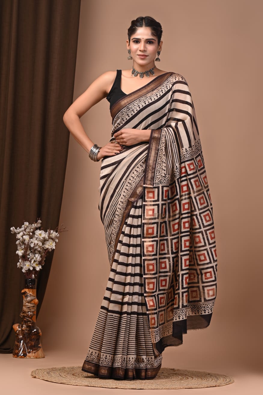Fine Texture Maheshwari Silk Saree