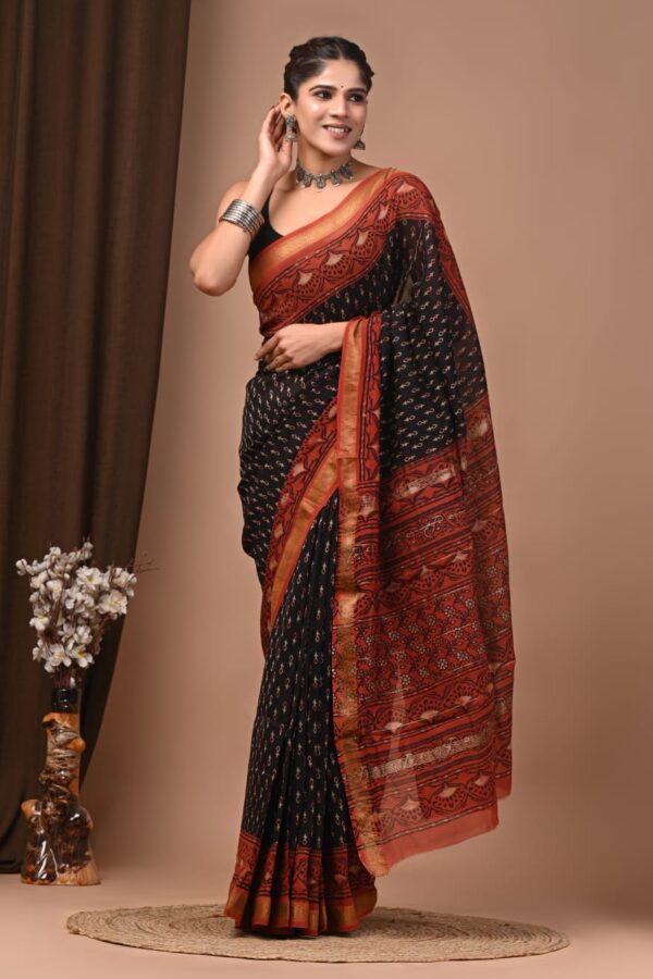 Handcrafted Motif Maheshwari Silk Saree