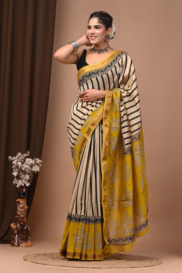 Premium Maheshwari Printed Silk Saree