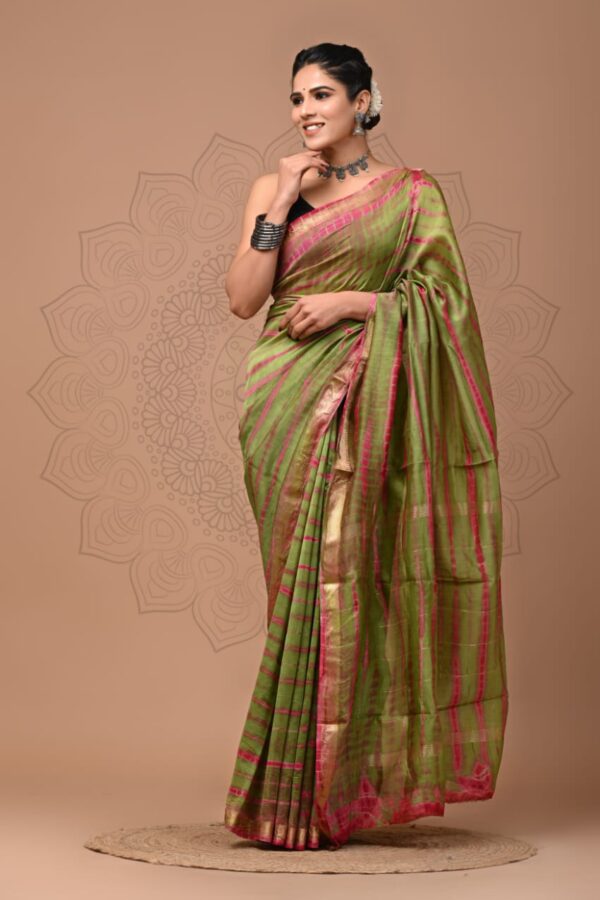 Premium Bagru Hand Block Maheshwari Silk Saree