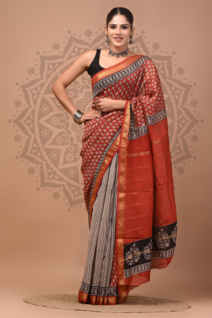 Designer Maheshwari Silk Saree