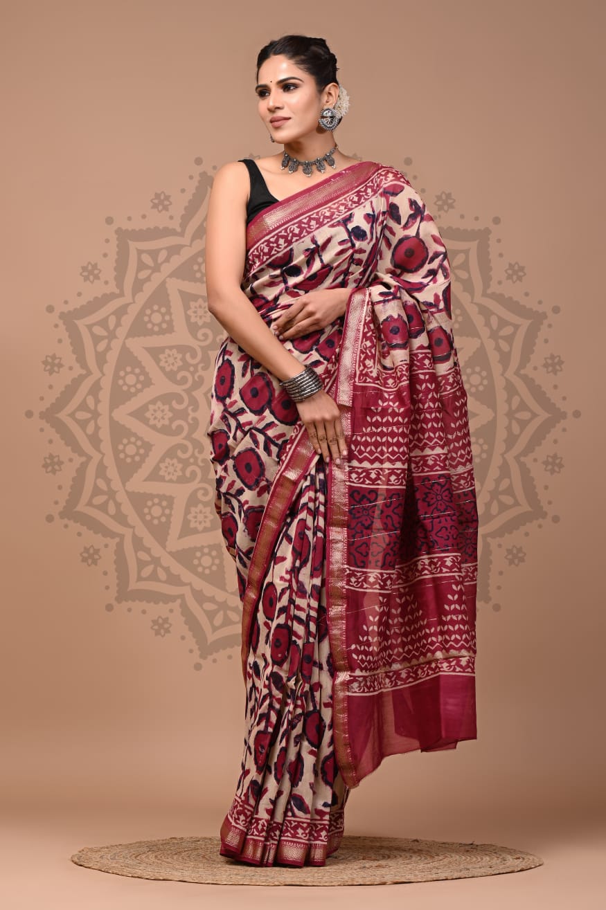 Natural Dyed Maheshwari Silk Saree