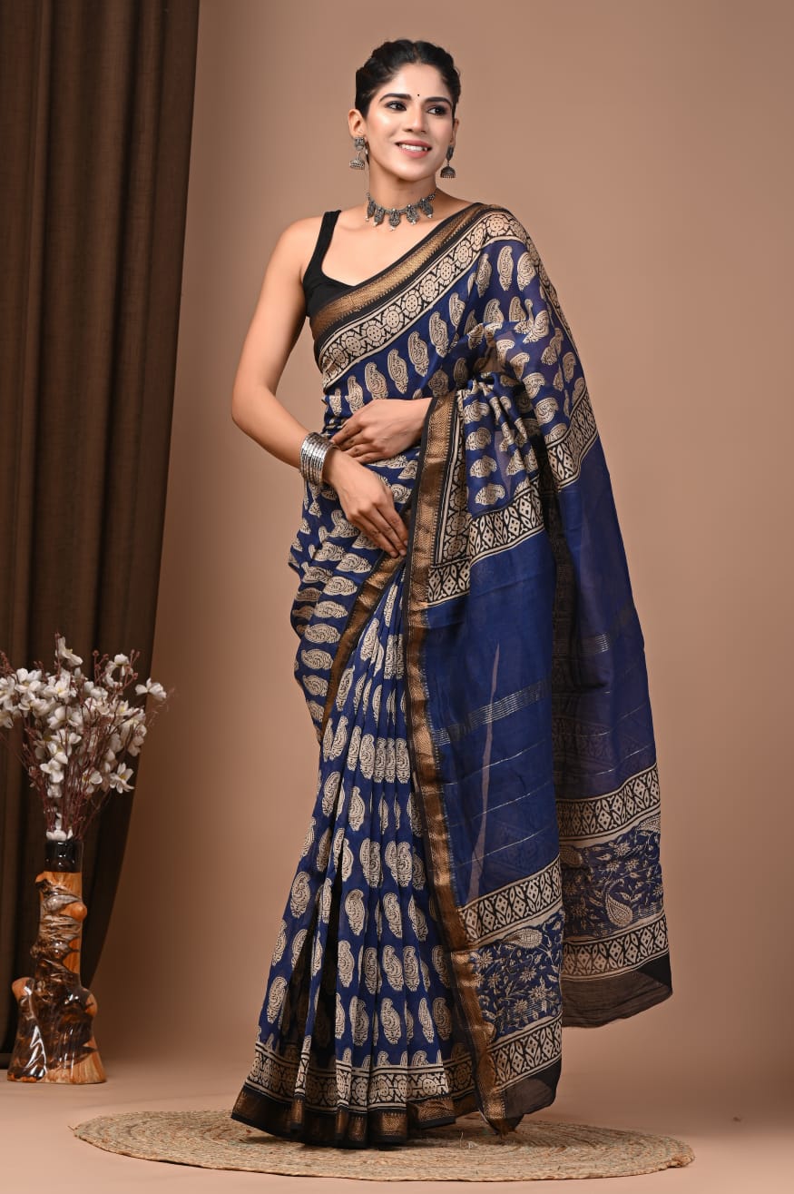 Traditional Handloom Maheshwari Silk Saree