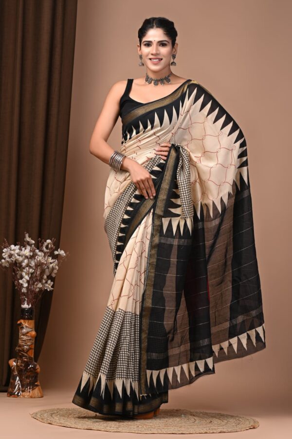 Elegant Printed Maheshwari Silk Saree
