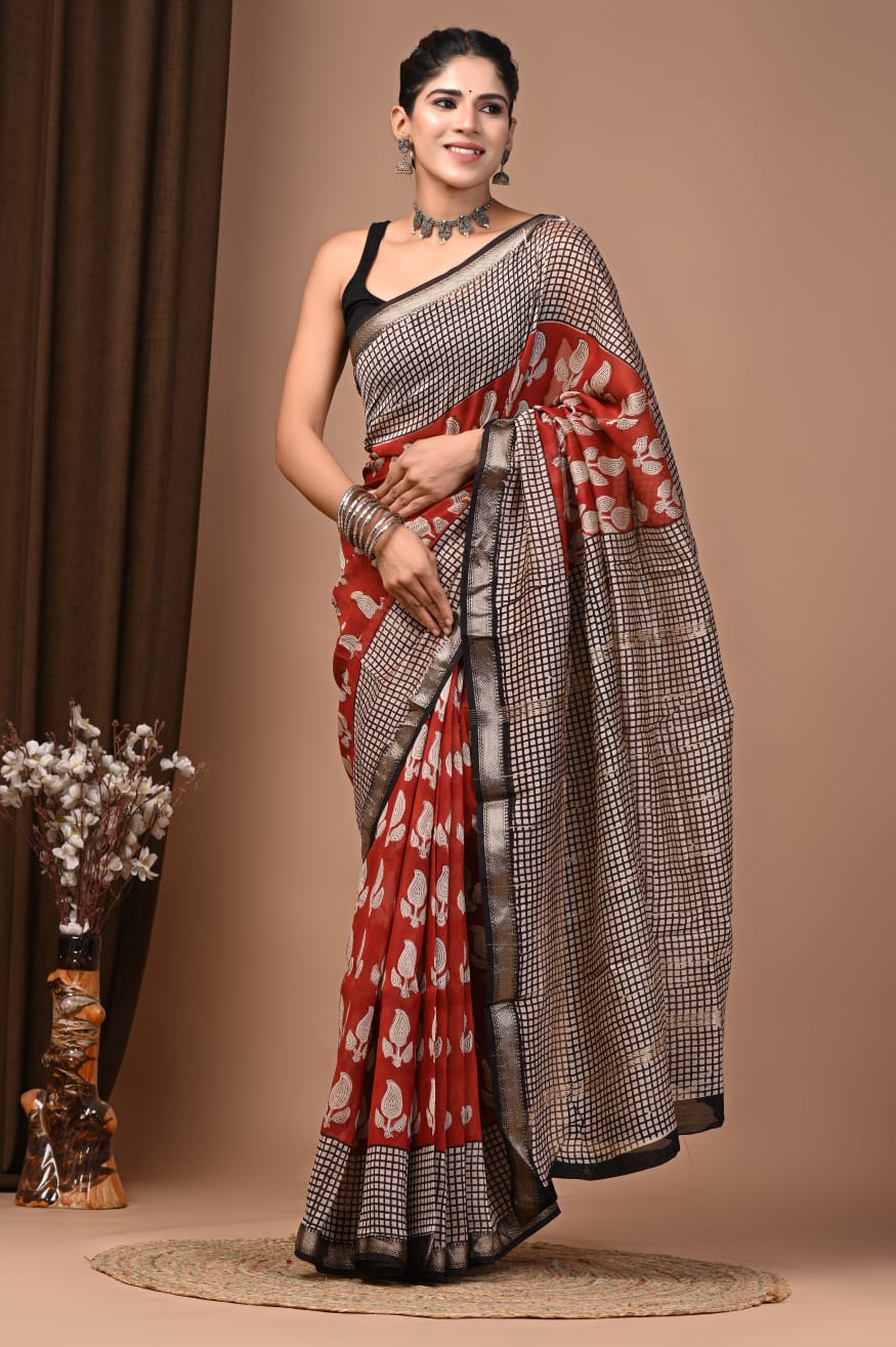 Premium Handcrafted Maheshwari Silk Saree
